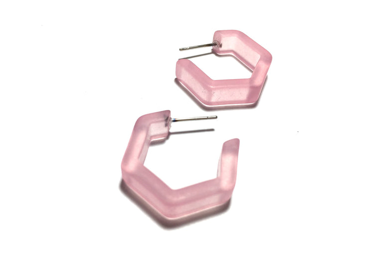 frosted hoop earrings pink