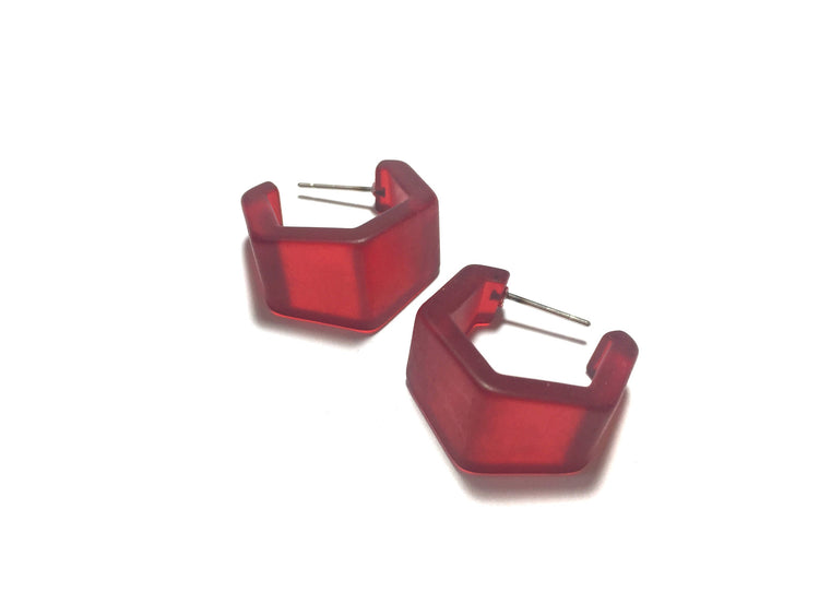 geometric red earrings