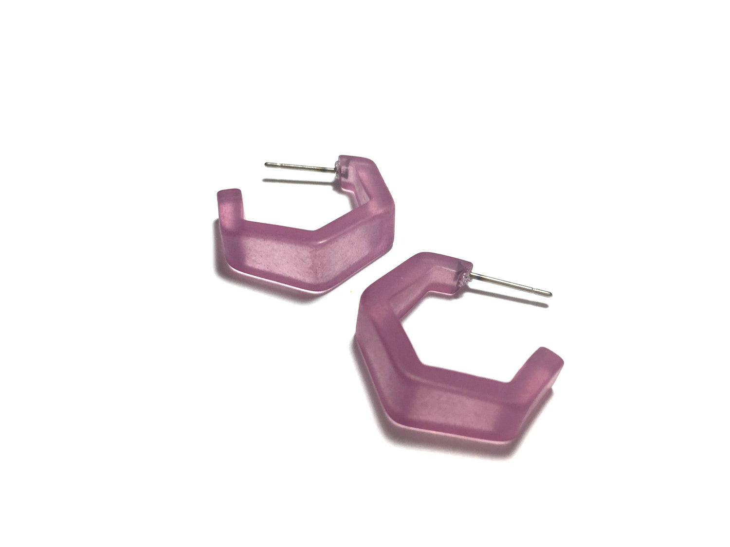 purple hex hoop earrings
