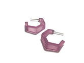 purple hex hoop earrings