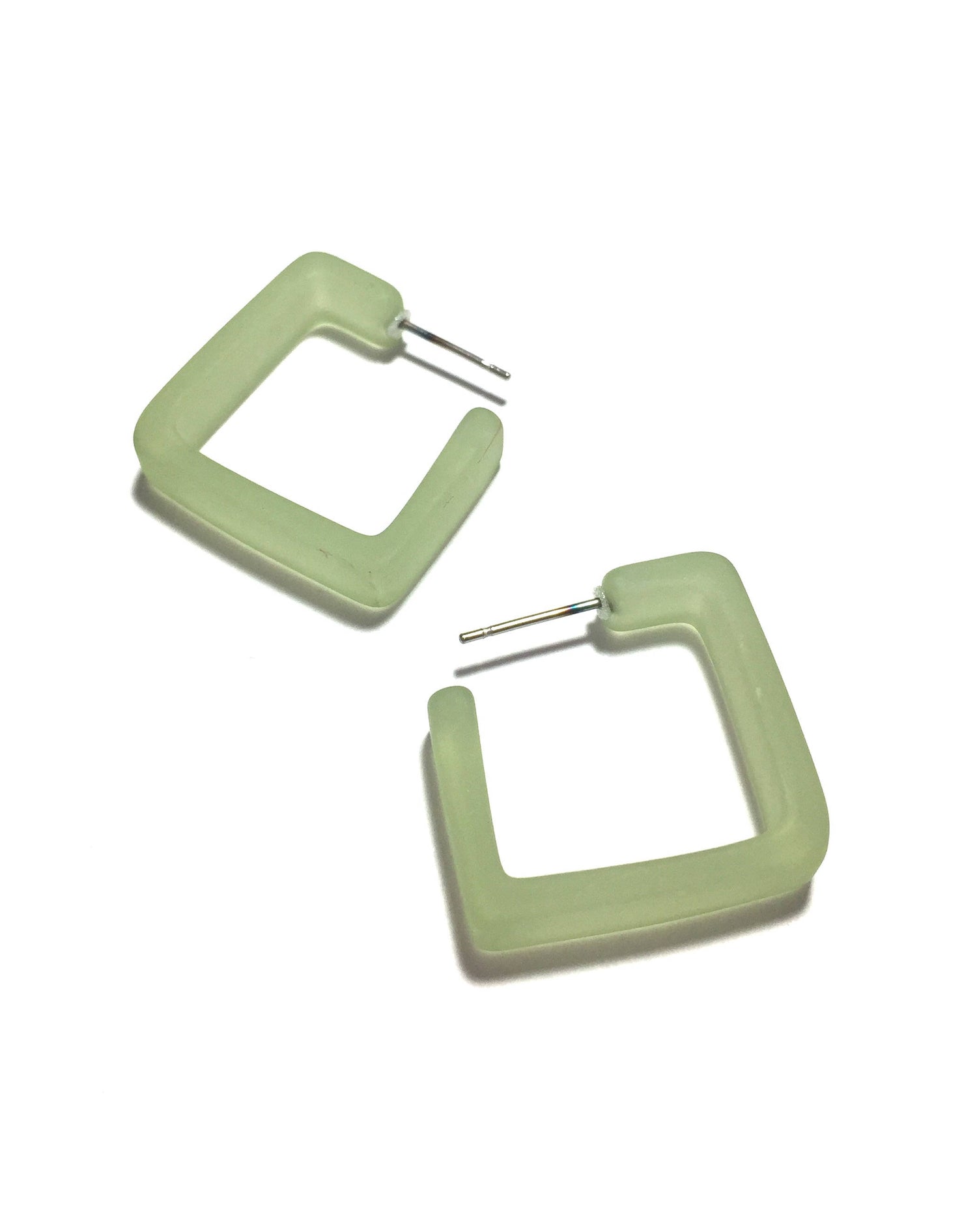 pastel green square hoops