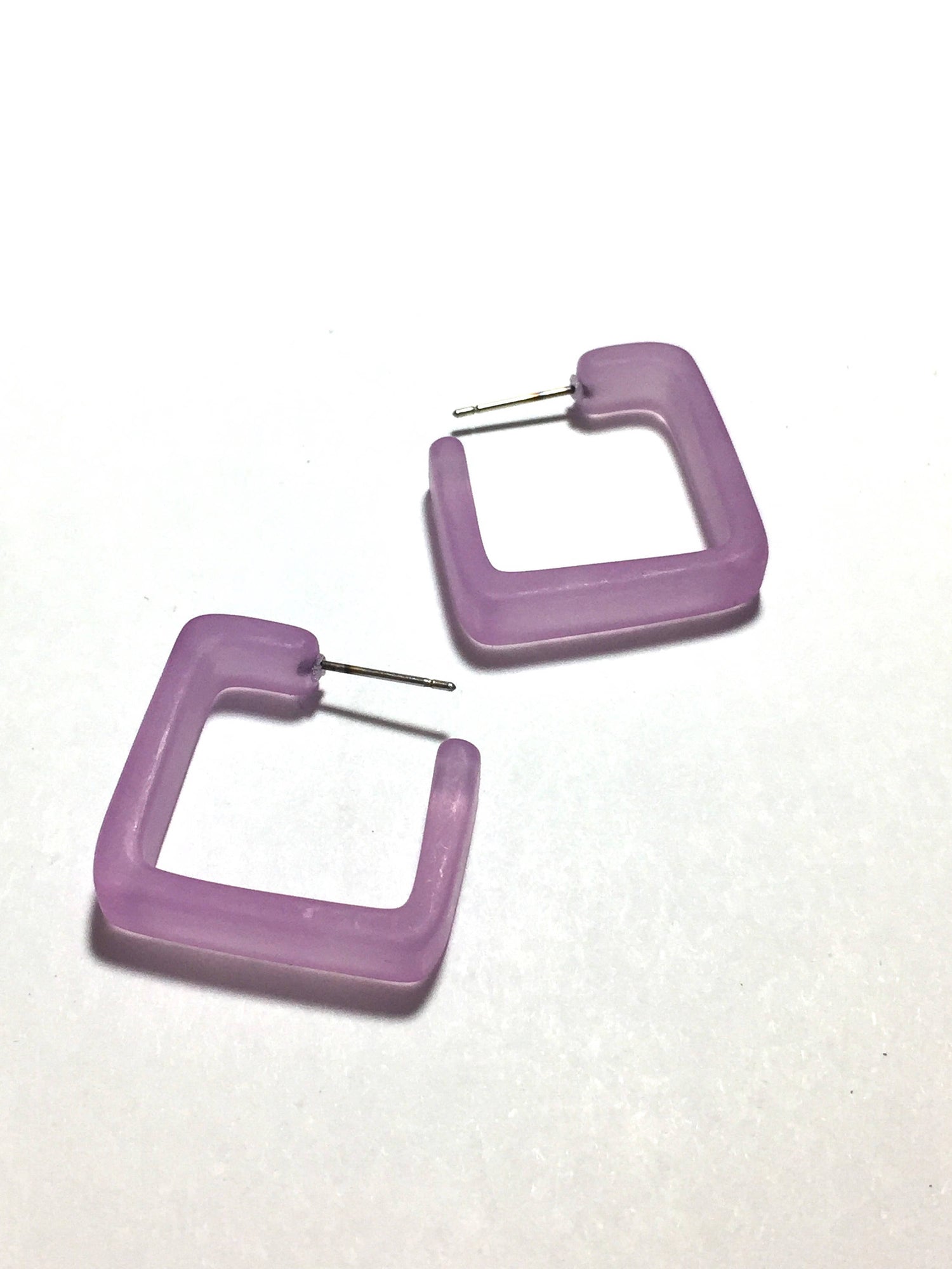 lavender square earrings