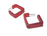 cherry red square earrings