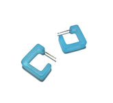 small square earrings aqua