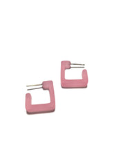 small pink square earrings