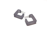 small square earrings grey