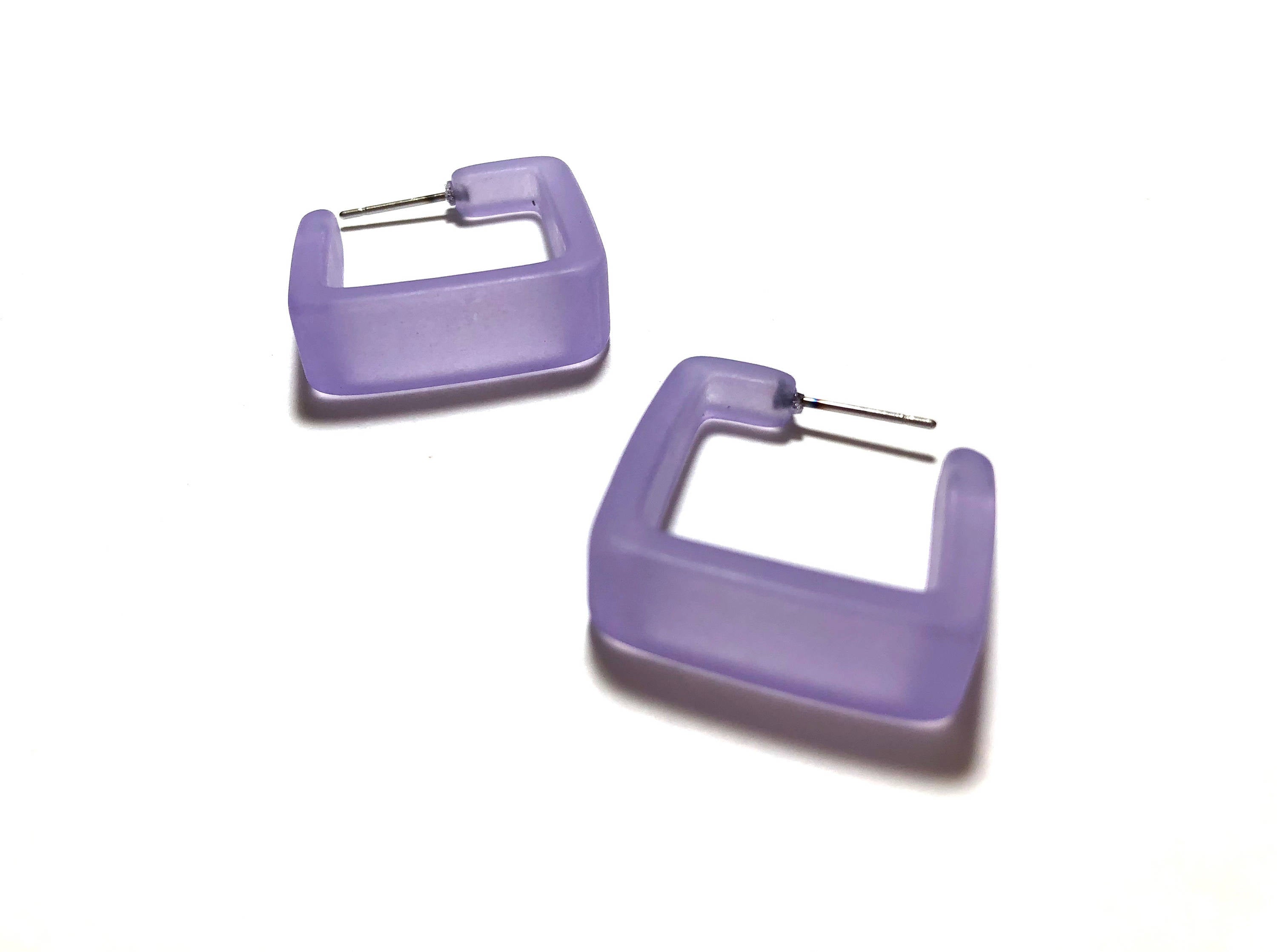 frosted lilac square hoops