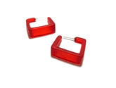 bright red geo square hoops