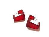 wide dark red earrings