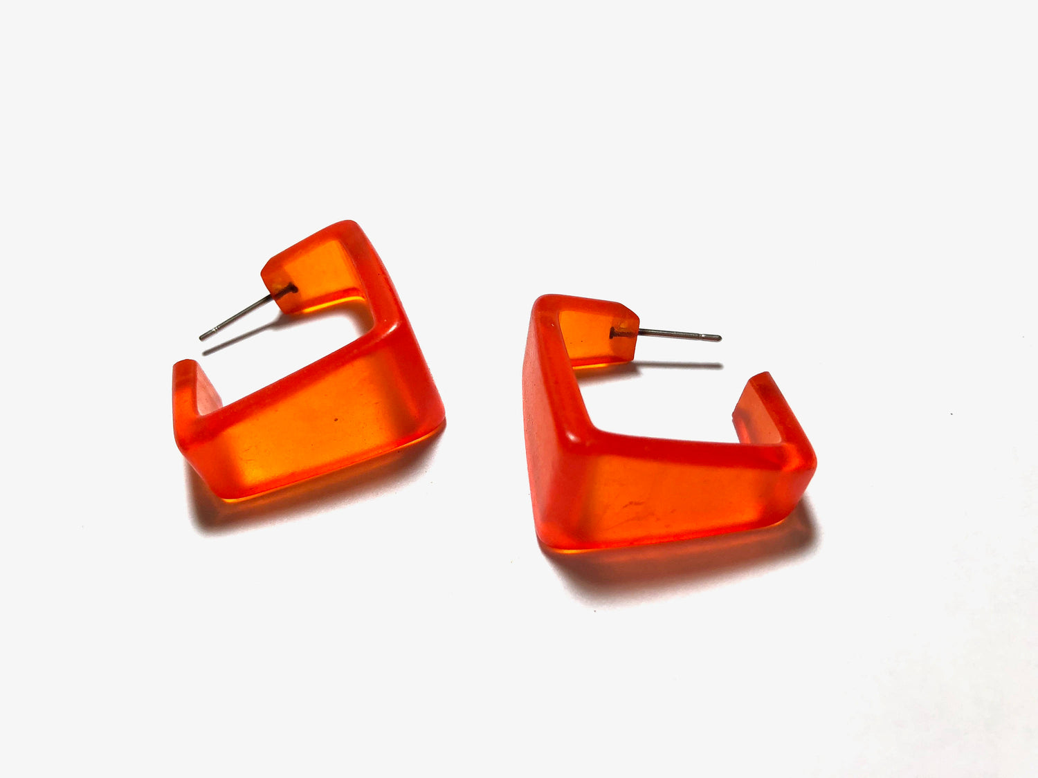 dark orange geometric earrings