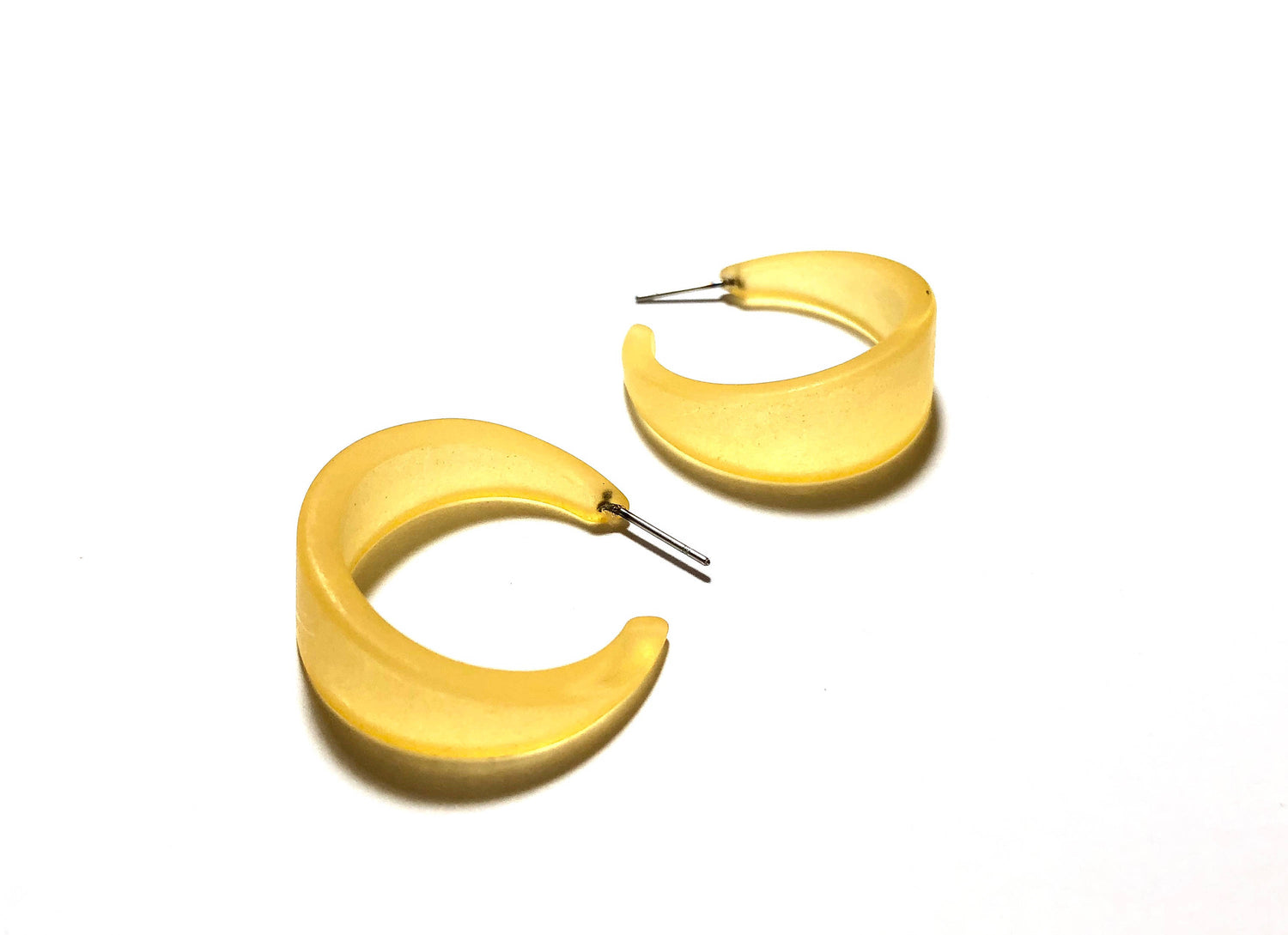 yellow lucite frosted hoops