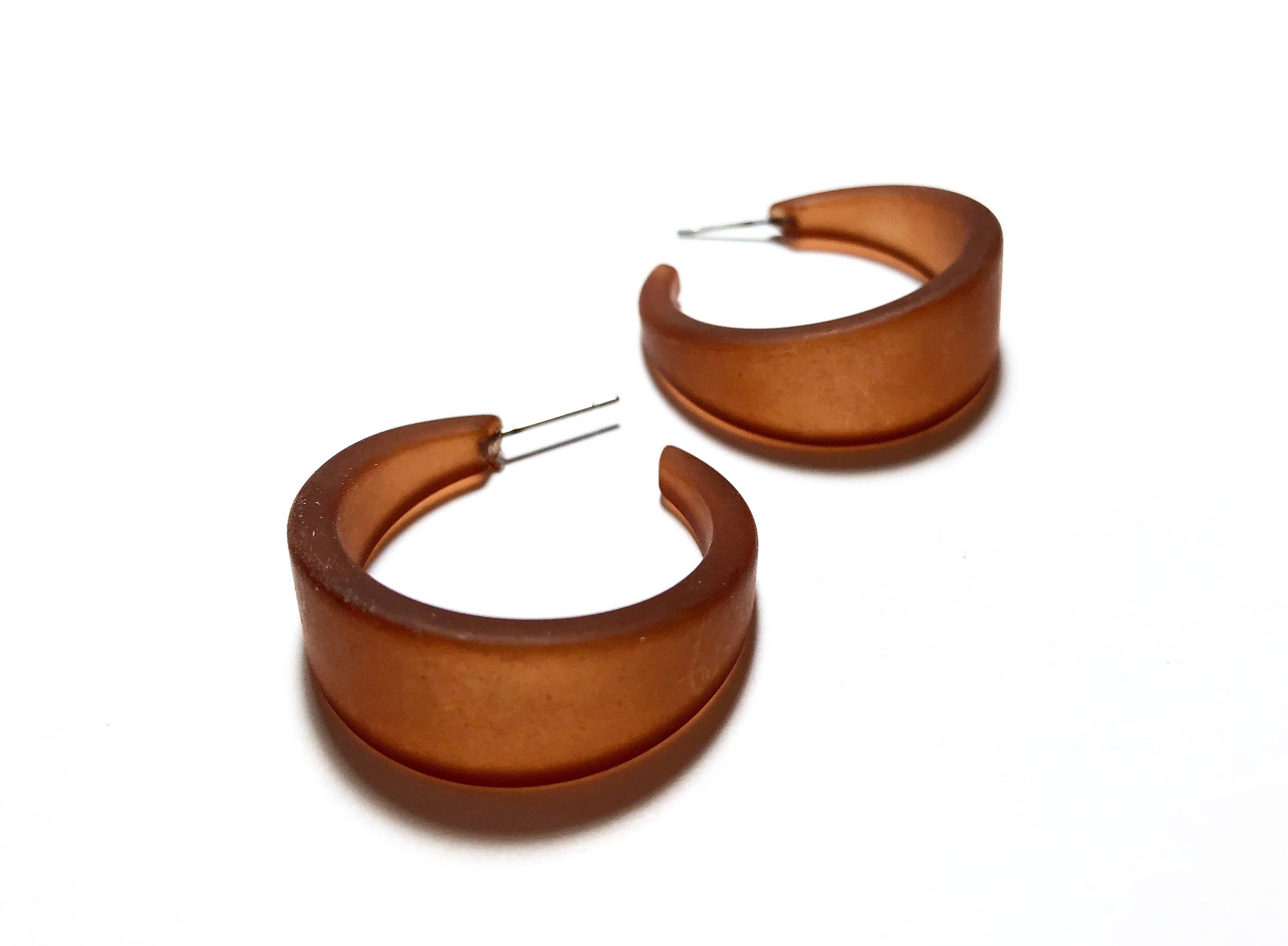 brown lucite hoop earrings