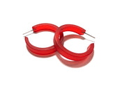 red hoop earrings frosted lucite