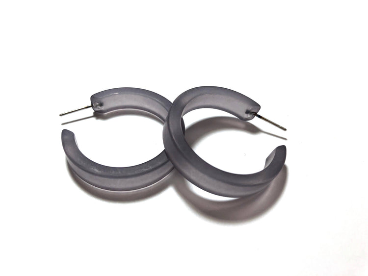 hoop earrings frosted grey