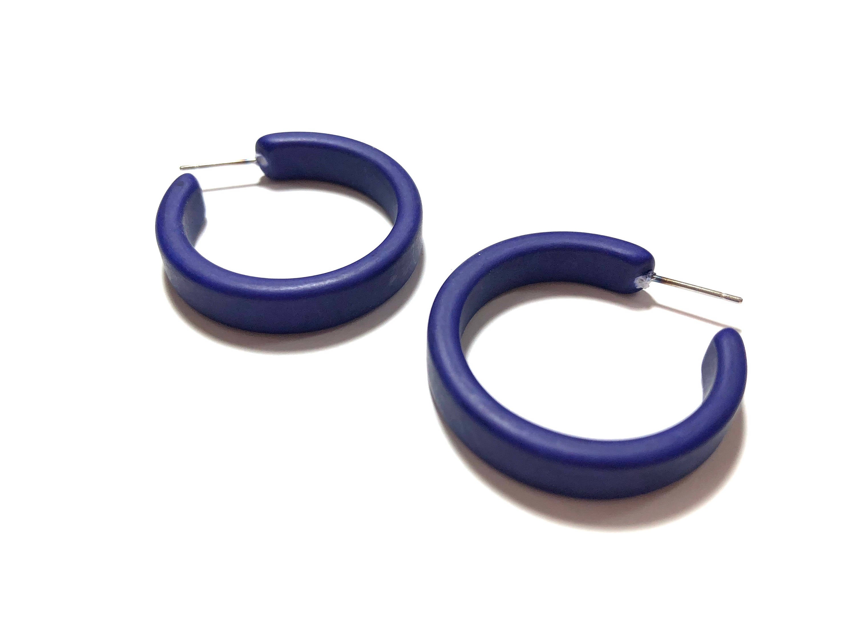 Navy blue sale hoop earrings