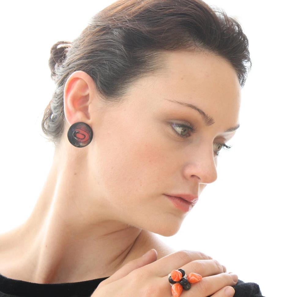 disc earrings orange