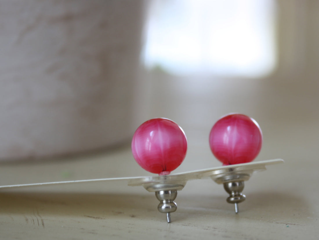 bright pink moonglow studs