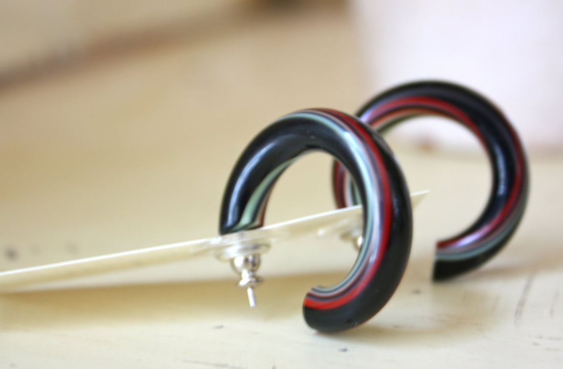 black tube hoops with stripes
