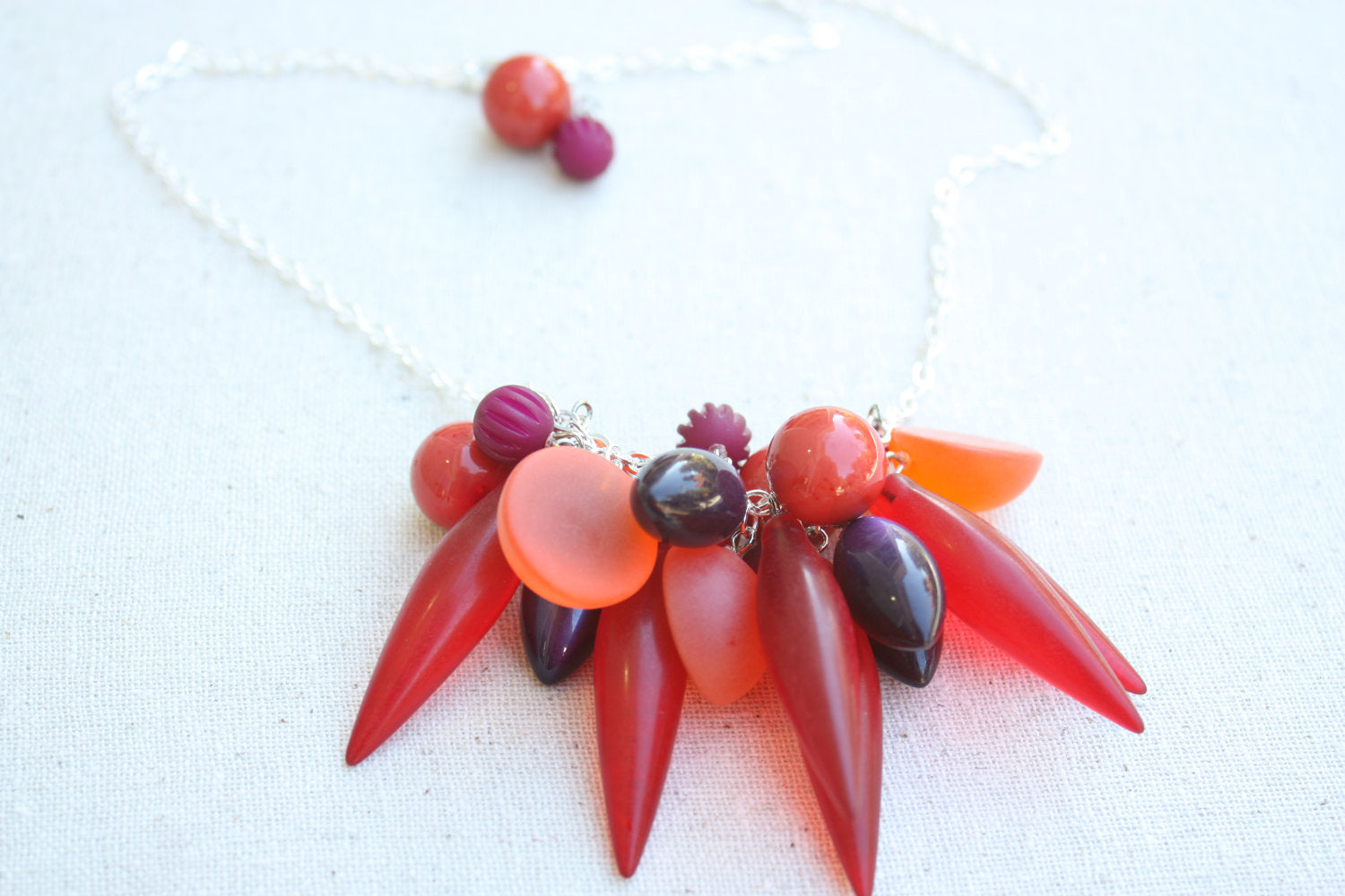 frosted red statement necklace
