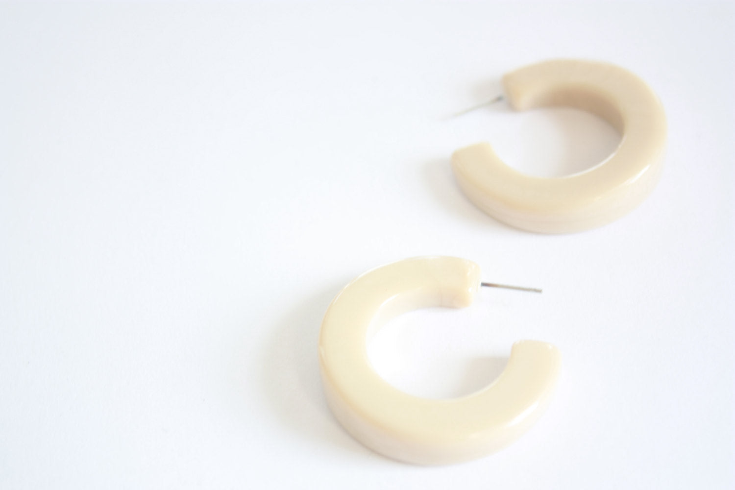 ivory enamel hoop earrings