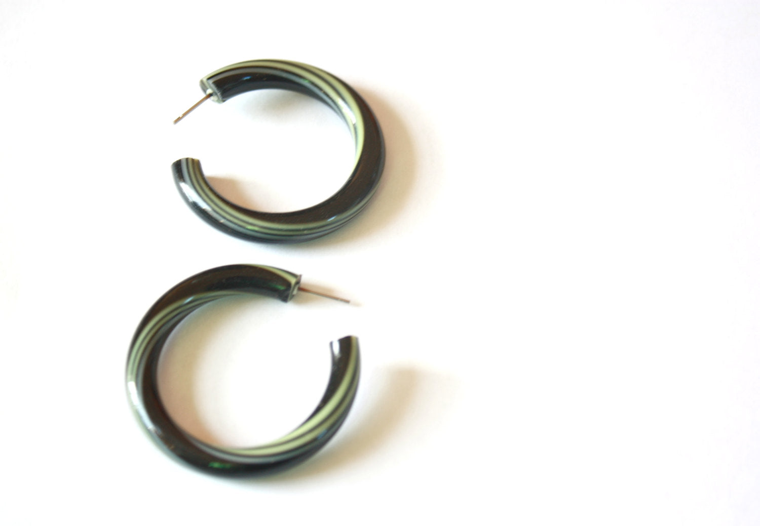 Stainless Steel Black Maze Hoop Earrings