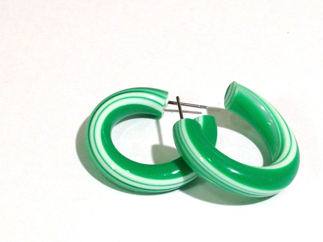 green stripe earrings