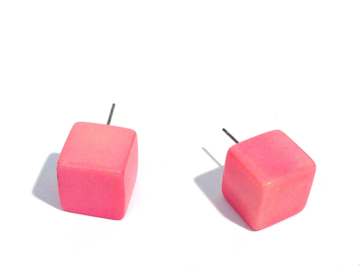 pink square stud earrings