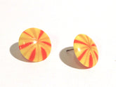stripe button studs yellow