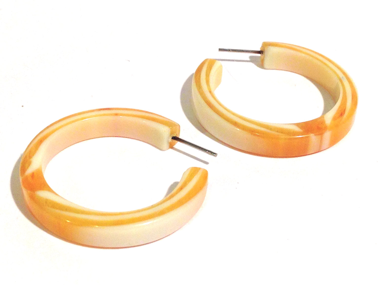 yellow white lucite hoops
