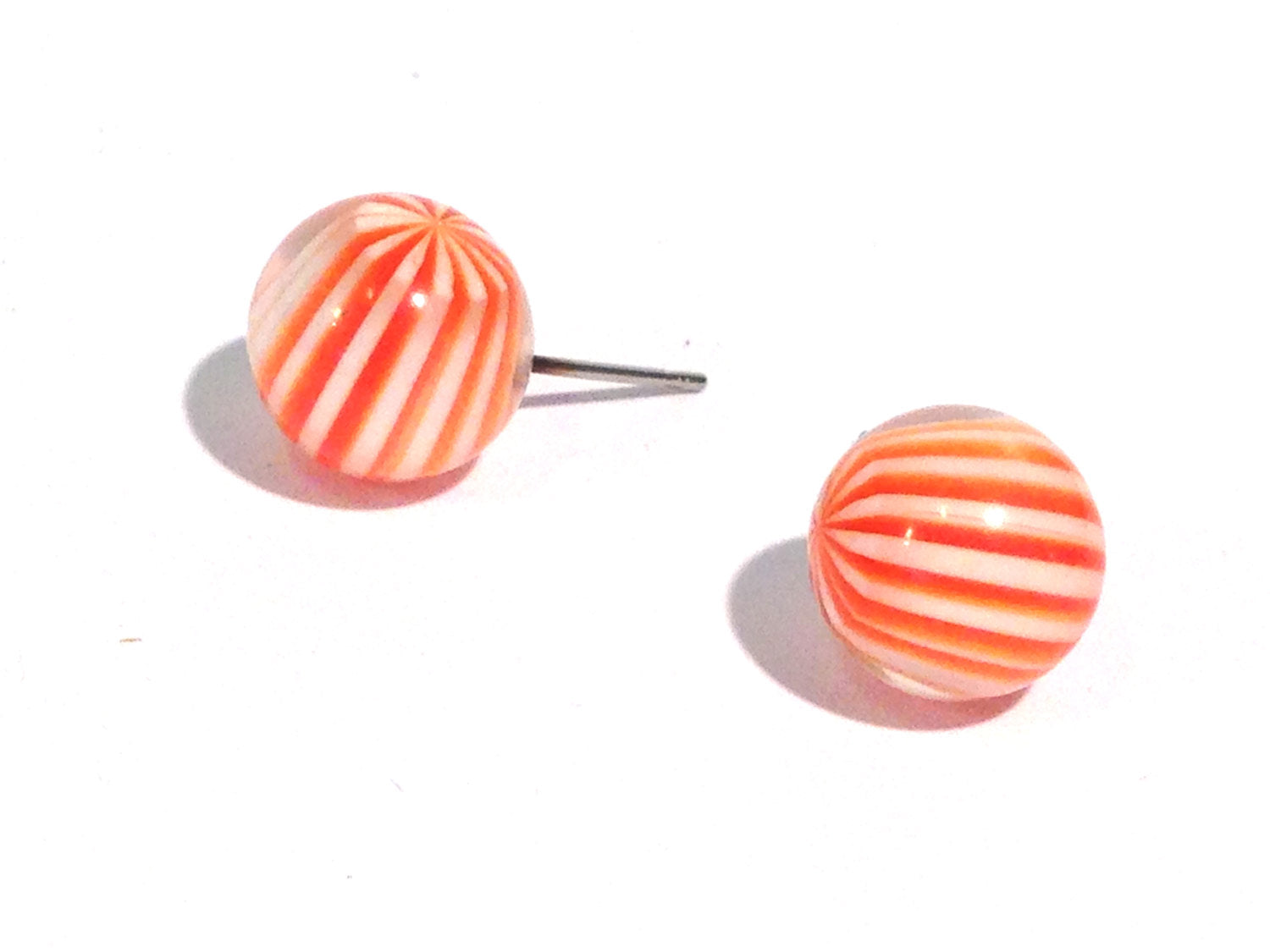 stripe orange stud earrings