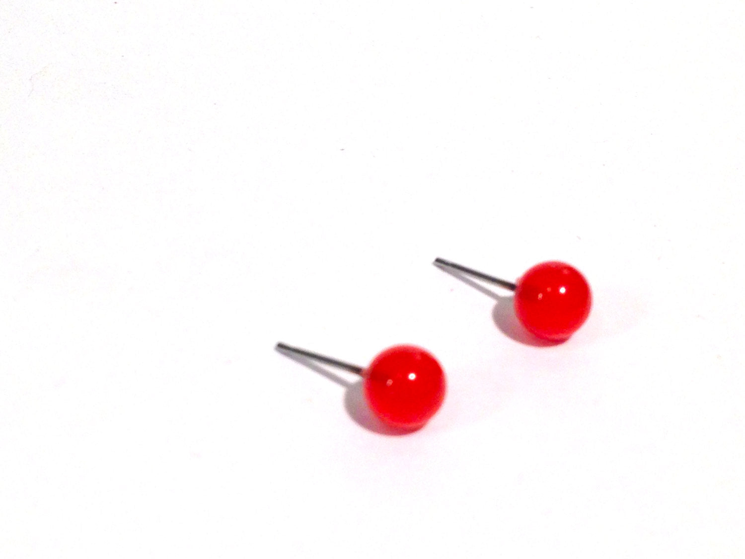 tomato red stud earrings