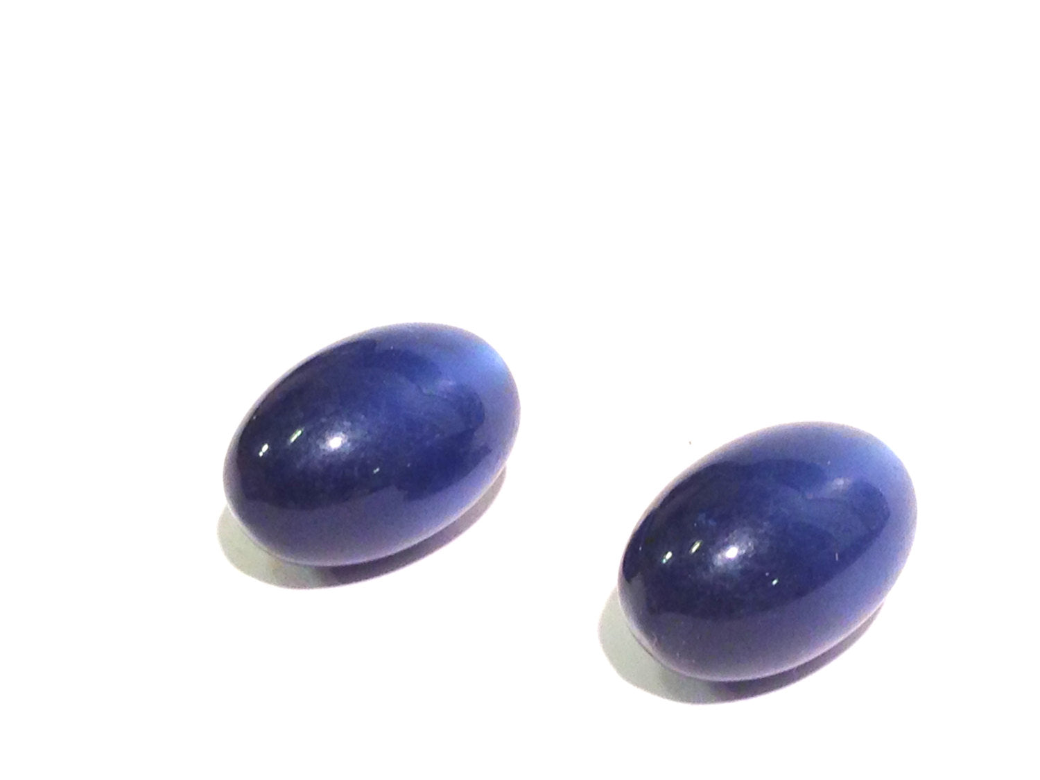 Midnight Blue Moonglow Oval Bulb Stud Earrings