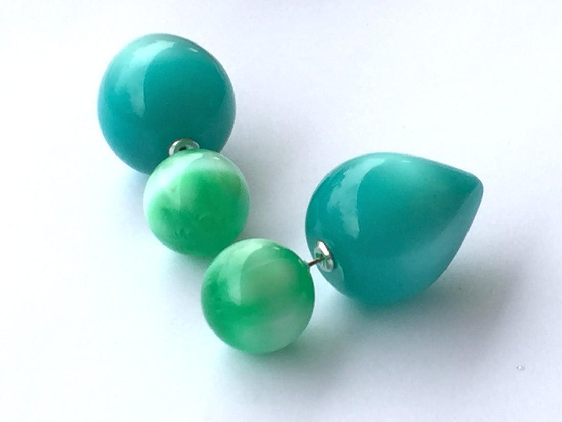 green double earrings