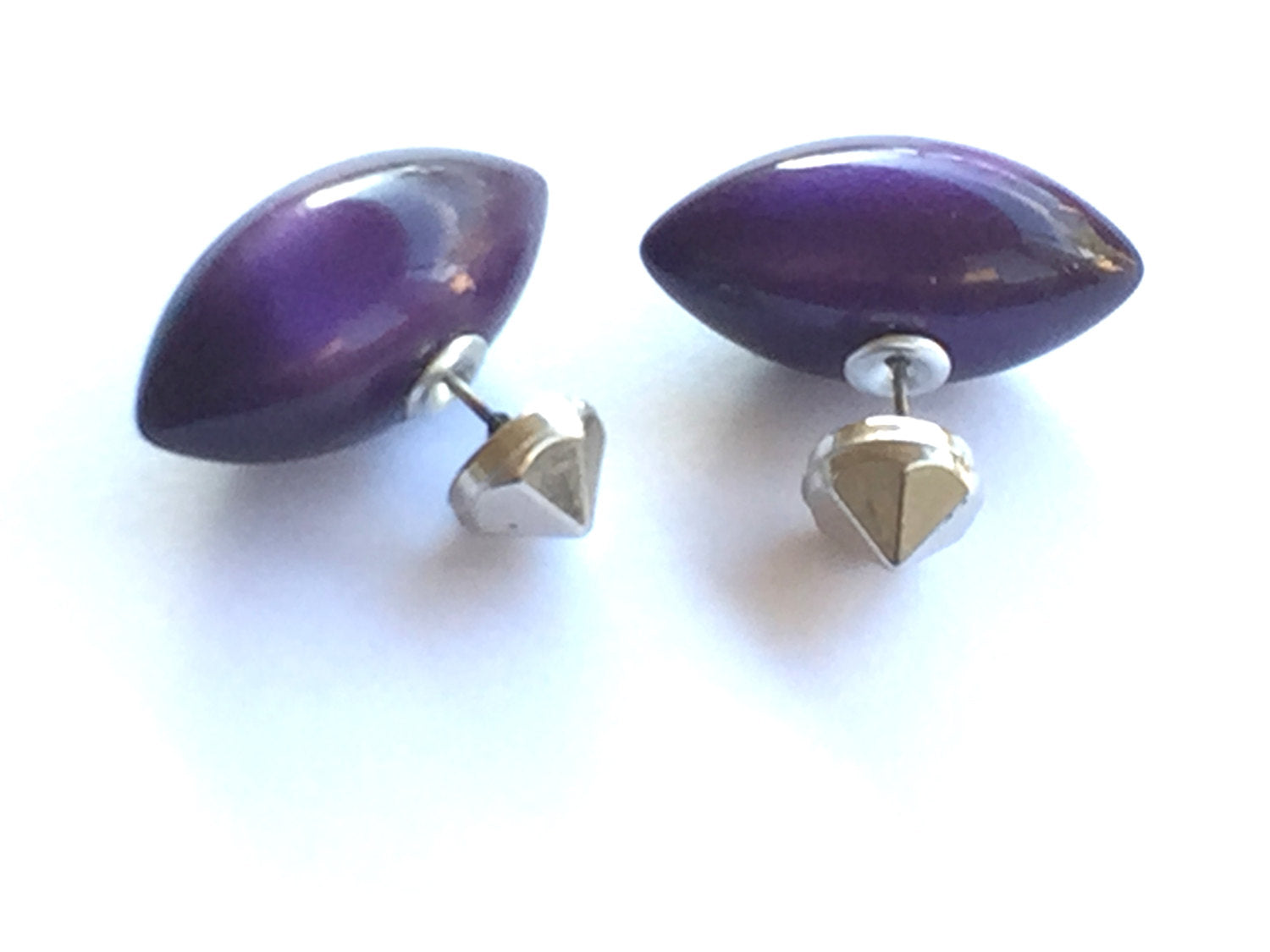 purple silver earrings