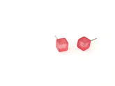 frosted pink cube studs