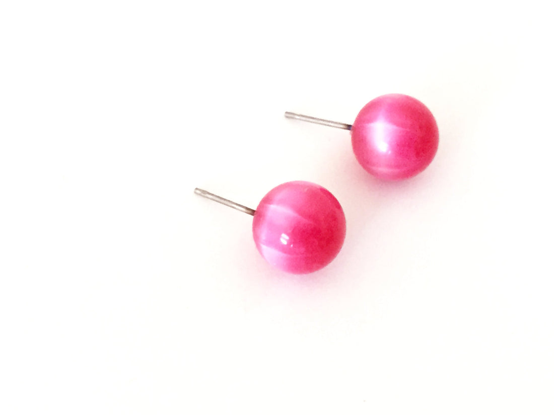 hot pink moonglow studs