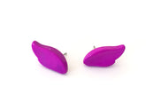 violet feather earrings