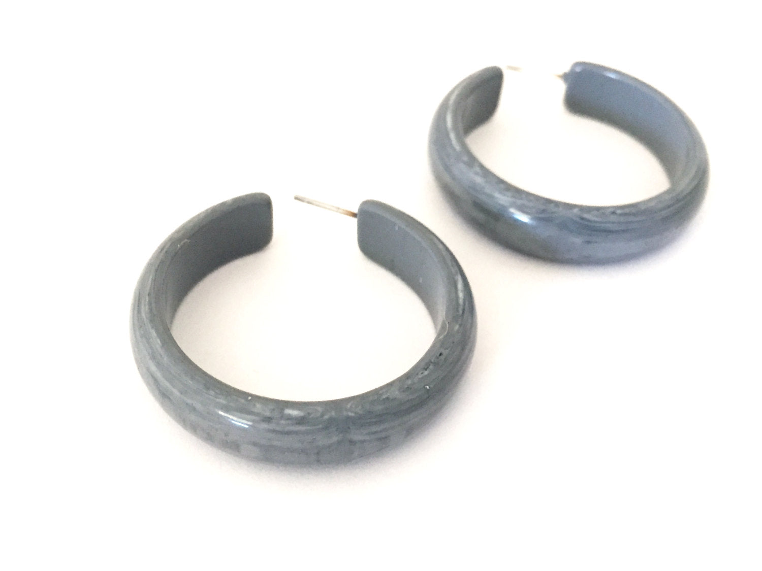 shiny grey hoop earrings