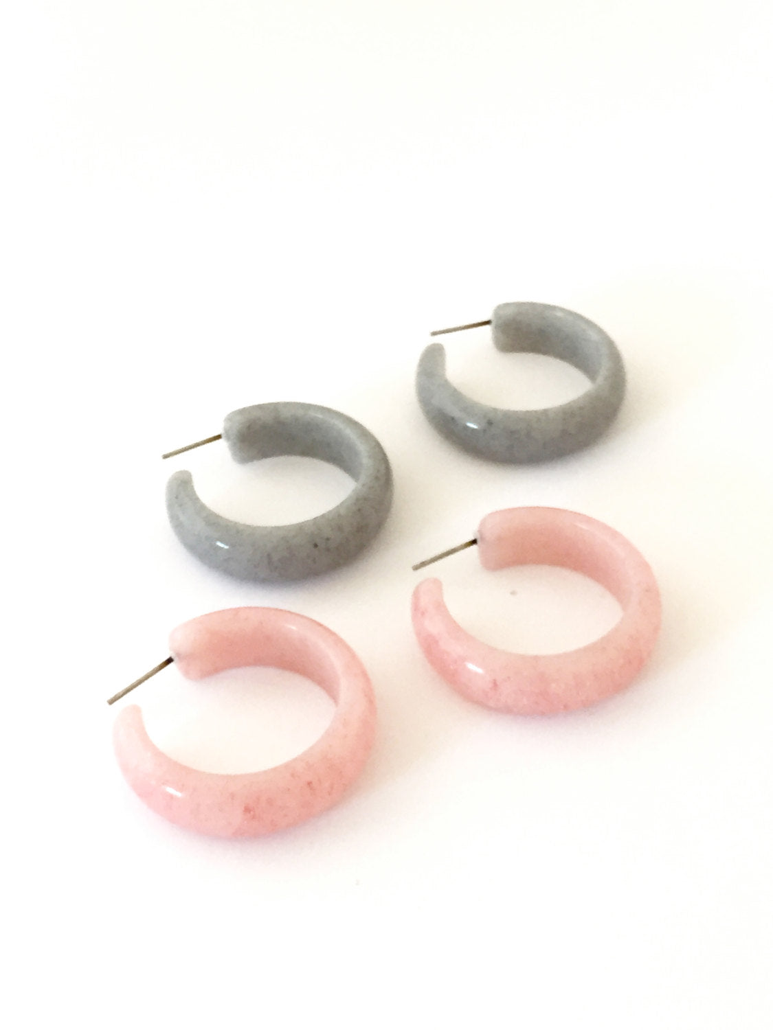pink grey lucite hoops