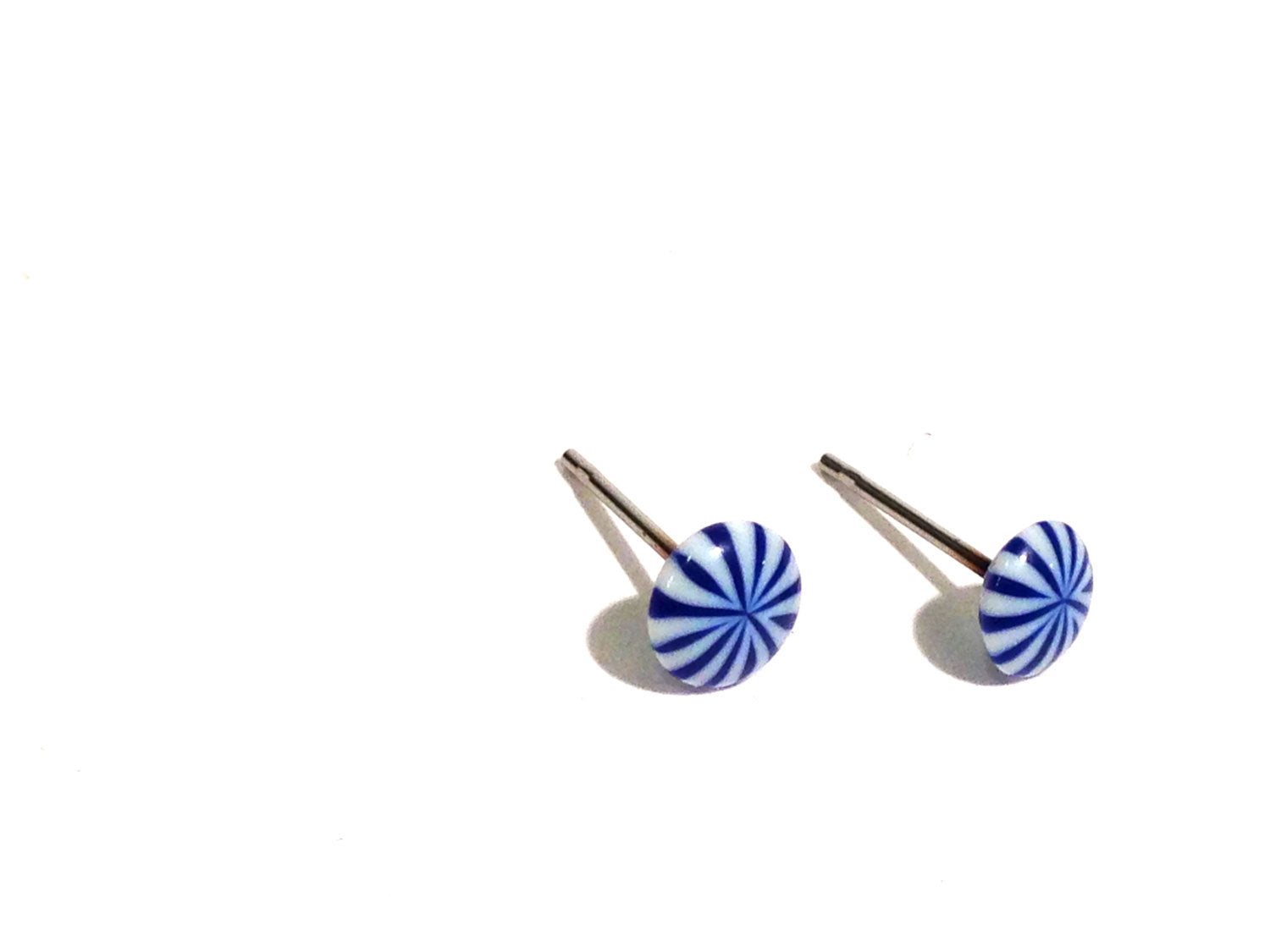 blue white tiny earrings