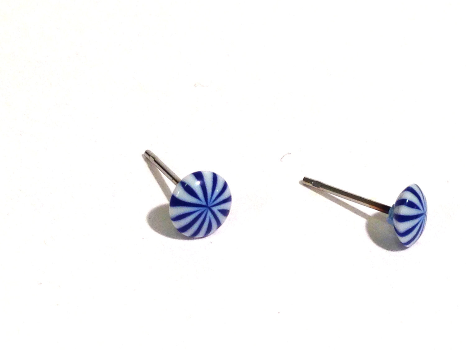 small blue white stripe earrings
