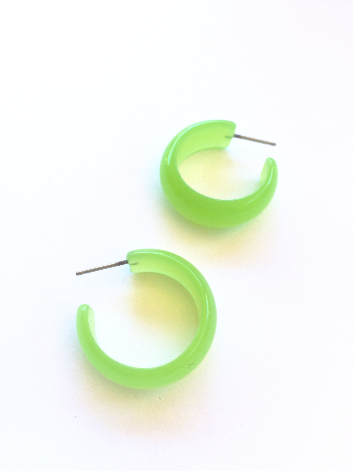 lime moonglow hoop earrings