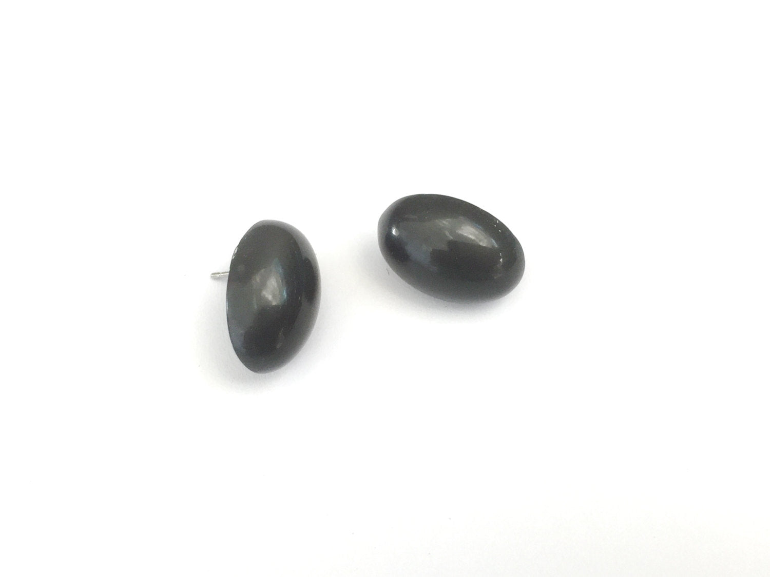 dark grey oval earrings