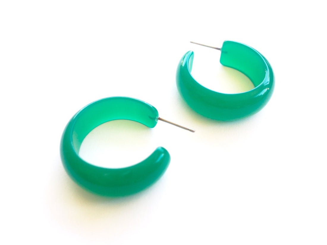 green moonglow hoop earrings