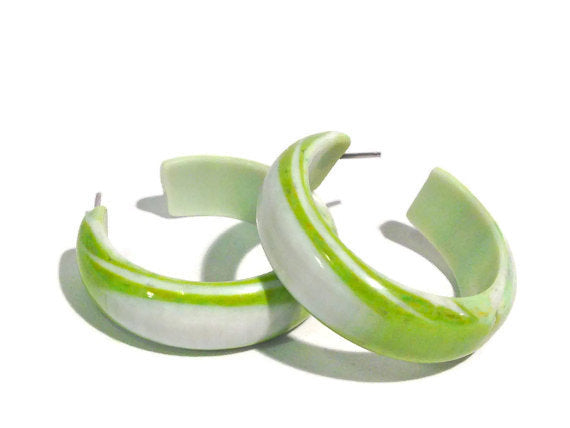 chartreuse stripe earrings
