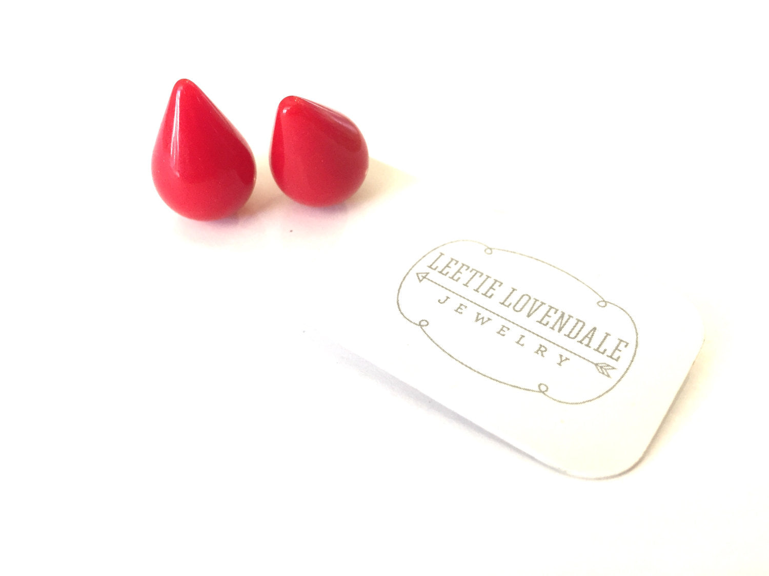 cherry red spike earrings