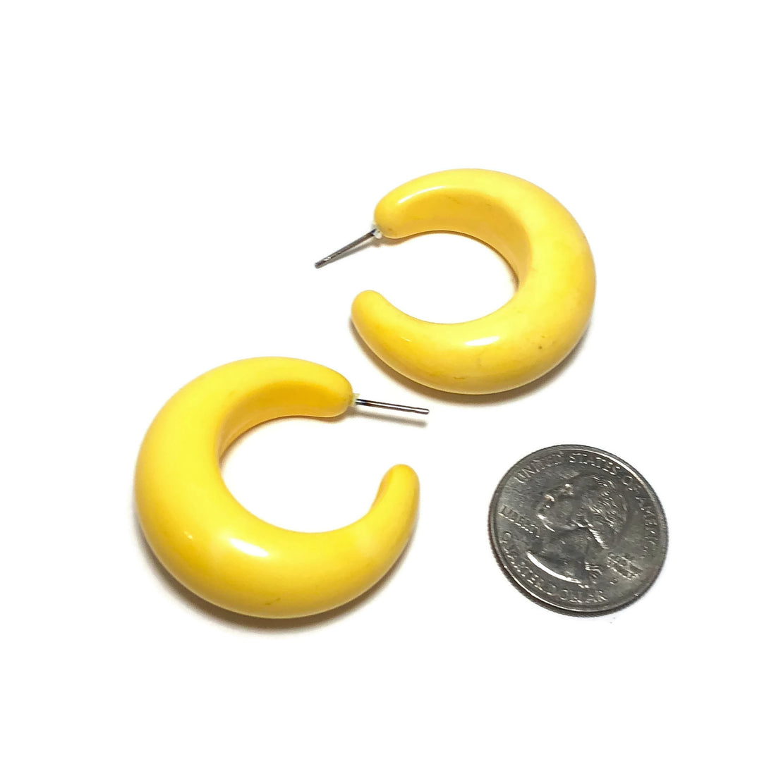 big yellow hoop earrings lucite