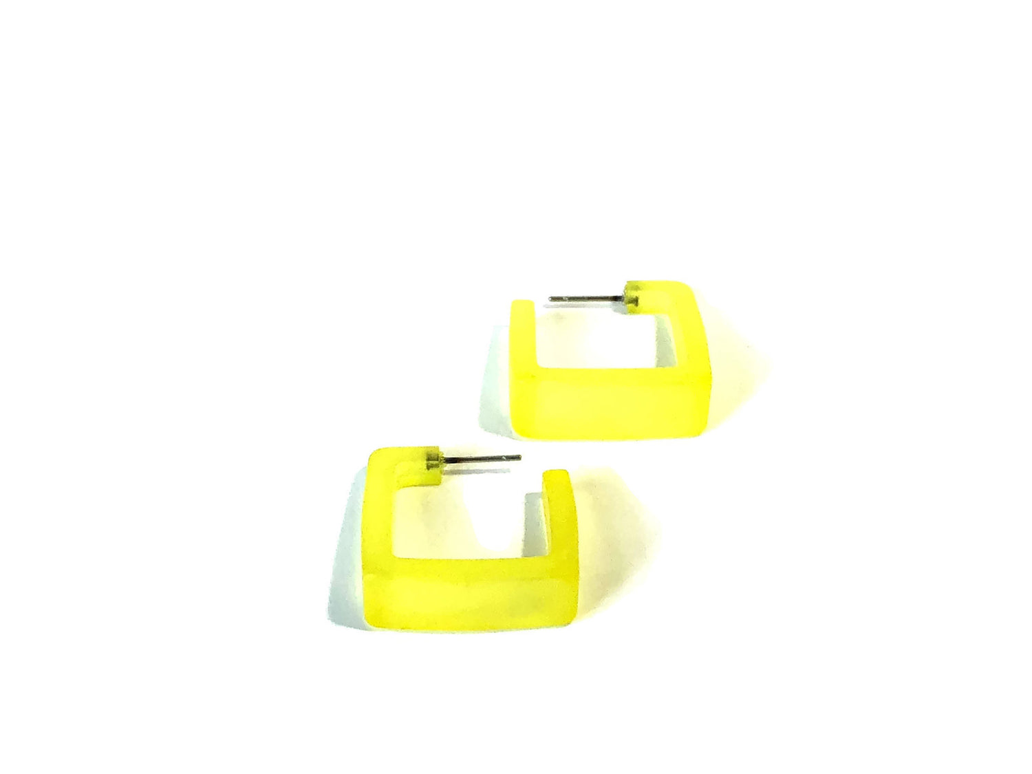 vintage yellow square hoops