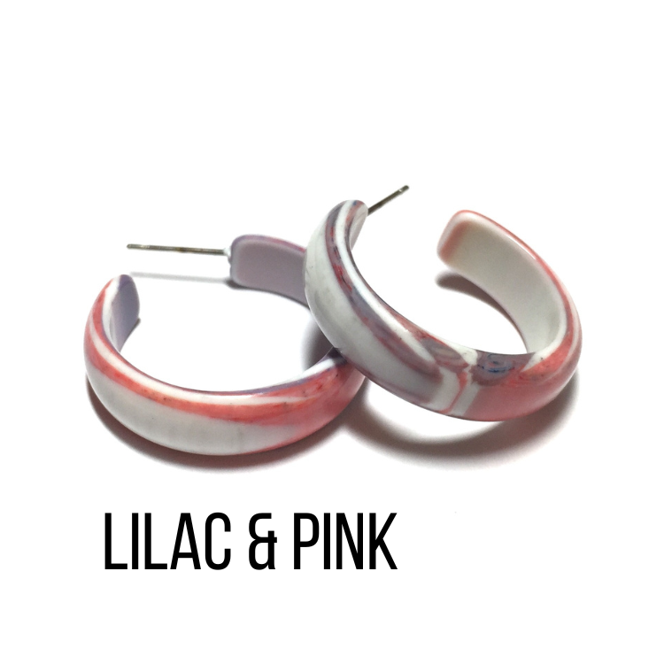 Agate Striped Simple Lucite Hoop Earrings