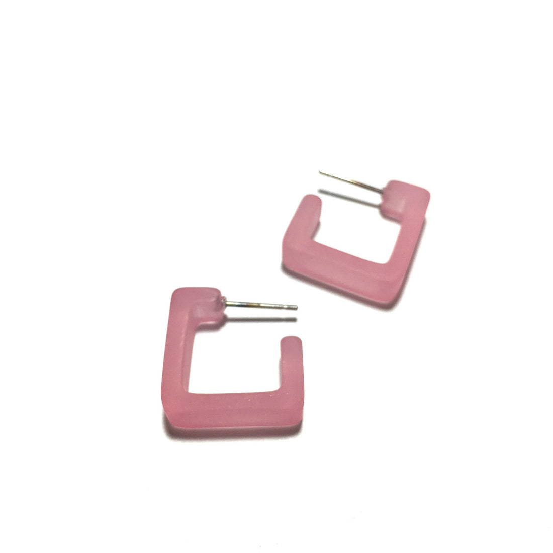 light pink square earrings